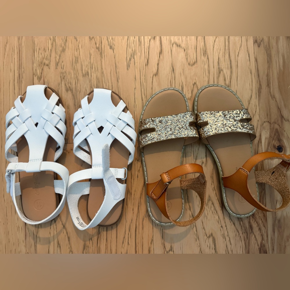 NEW Cat & Jack Kids Sandals - White and Gold Glitter